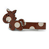 Children's/ Teen's / Kid's Brown/ White Donkey Acrylic Hair Beak Clip/ Concord Clip/ Clamp Clip In Silver Tone - 50mm L