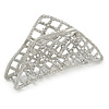 Large Crystal Square Pattern Hair Claw In Rhodium Plating - 90mm Across