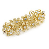 Bright Gold Tone Matt Diamante Daisy Flower Barrette Hair Clip Grip - 80mm Across