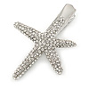 Clear Crystal Starfish Hair Beak Clip/ Concord Clip/ Clamp Clip In Silver Tone - 65mm L