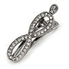 Small Clear Crystal Infinity Hair Beak Clip/ Concord Clip/ Clamp Clip In Gun Tone Metal - 45mm L