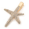 Clear Crystal Starfish Hair Beak Clip/ Concord Clip/ Clamp Clip In Gold Tone - 65mm L