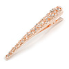 Long Rose Gold Clear Crystal Floral Hair Beak Clip/ Concord/ Crocodile Clip - 13cm L