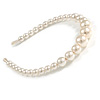 Bridal/ Prom/ Wedding Light Cream Faux Pearl Flex Hair Band/ Headband - Adjustable