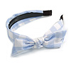 Light Blue/ White Checked Fabric Bow Alice/ Hair Band/ HeadBand