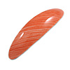 Coral Stripy Print Acrylic Oval Barrette/ Hair Clip In Silver Tone - 90mm Long