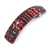 Black/ Green/ Red/ White Abstract Print Acrylic Square Barrette/ Hair Clip - 90mm Long