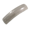 Light Grey Сheckered Print with Glitter Acrylic Square Barrette/ Hair Clip In Silver Tone - 90mm Long