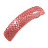 Pink Snake Print Acrylic Square Barrette/ Hair Clip In Silver Tone - 90mm Long