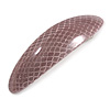 Pastel Pink Snake Print Acrylic Oval Barrette/ Hair Clip In Silver Tone - 90mm Long