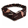 Black/ Pink Flamingo Twisted Fabric Elastic Headband/ Headwrap