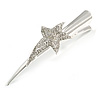 Bridal/ Prom/ Wedding Silver Tone Clear Crystal Star Hair Beak Clip/ Concord Clip - 13cm Length