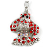 Silver Red Pappy Charm Key Ring