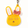 Cute Yellow Plastic Bunny Key-Ring With Crystal Bow