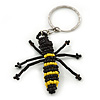 Black/ Yellow Glass Bead Bee Keyring/ Bag Charm - 9cm Length