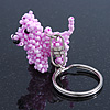 Baby Pink Glass Bead Scottie Dog Keyring/ Bag Charm - 8cm Length