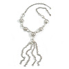 Silver Tassel Imitation Pearl Costume Necklace
