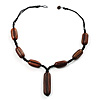 Wood Nugget Cord Necklace