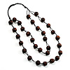 Wood Bead Double Strand Cord Necklace