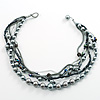 7-Tier Simulated Pearl & Ash Grey Sparkle Cord Necklace