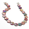 Lustrous Lilac Green Colourful Shell Disk Necklace On The Cotton Thread