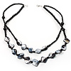 2 Strand Black Shell Beaded Necklace