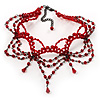 Victorian Style Hot Red Beaded Choker