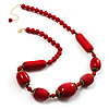 Glamorous Red Nugget Ceramic Necklace