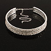4-Row Austrian Crystal Choker Necklace (Silver&Clear)