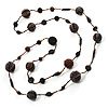 Long Multicoloured Glass Bead Fashion Necklace - 116cm Length