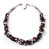 Multistrand Simulated Pearl And Shell - Composite Choker Necklace (Lavender, Purple & Pink) - 42cm Length