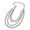 Long Multi Strand Imitation Pearl Necklace (Silver Tone) - 100cm