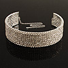 8-Row Austrian Crystal Choker Necklace (Silver&Clear)