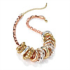 3-Tone Metal Mesh Ring Choker Necklace (Gold, Silver & Copper Tone) - 32cm Length