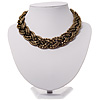 Chic Braided Choker Necklace (Bronze Tone) - 36cm Length