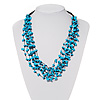 Turquoise Bead Multistrand Cotton Cord Necklace