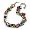 Exquisite Faux Pearl & Shell Composite Silver Tone Link Necklace (Multicoloured)