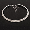 2-Row Austrian Crystal Choker Necklace (Silver Plated)