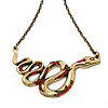 Red Crystal 'Snake' Necklace In Bronze Finish - 46cm Length