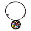 Multicoloured Shell Beaded Medallion Wired Flex Choker Necklace - Adjustable