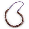 Purple Glass Bead Twisted Necklace - 60cm Length