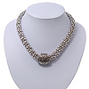 Rhodium Plated Mesh Magnetic Necklace - 40cm Length