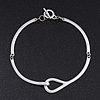Brushed Silver 'Loop' Choker Necklace With T-Bar Closure - 33cm Length
