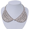 Clear Swarovski Crystal Peter Pan Collar Necklace In Silver Plating - 36cm Length/ 11cm Extension