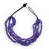 Multistrand Purple Glass Bead Necklace - 44cm Length