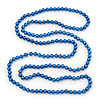 Long Cobalt Blue Glass Bead Necklace - 140cm Length/ 8mm