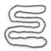 Long Grey Glass Bead Necklace - 140cm Length/ 8mm