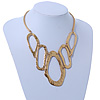 Gold Plated Hammered 'Aiko' Bib Choker Necklace - 36cm Length/ 6cm Extension