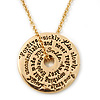 Gold Tone Audrey Hepburn Inscription Round Medallion Pendant and Chain - 41cm Length/ 7cm Extension