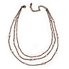 3 Strand, Layered Bead Necklace In Bronze Tone - 40cm L/ 6cm Ext